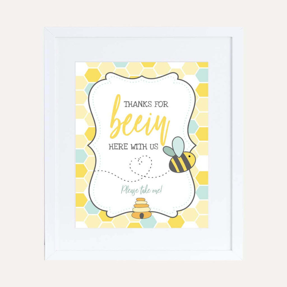 Bee Baby Shower Thank You Sign Printable Template 