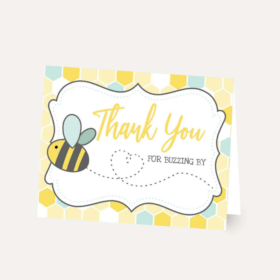 Bee Baby Shower Thank You Card Printable Template