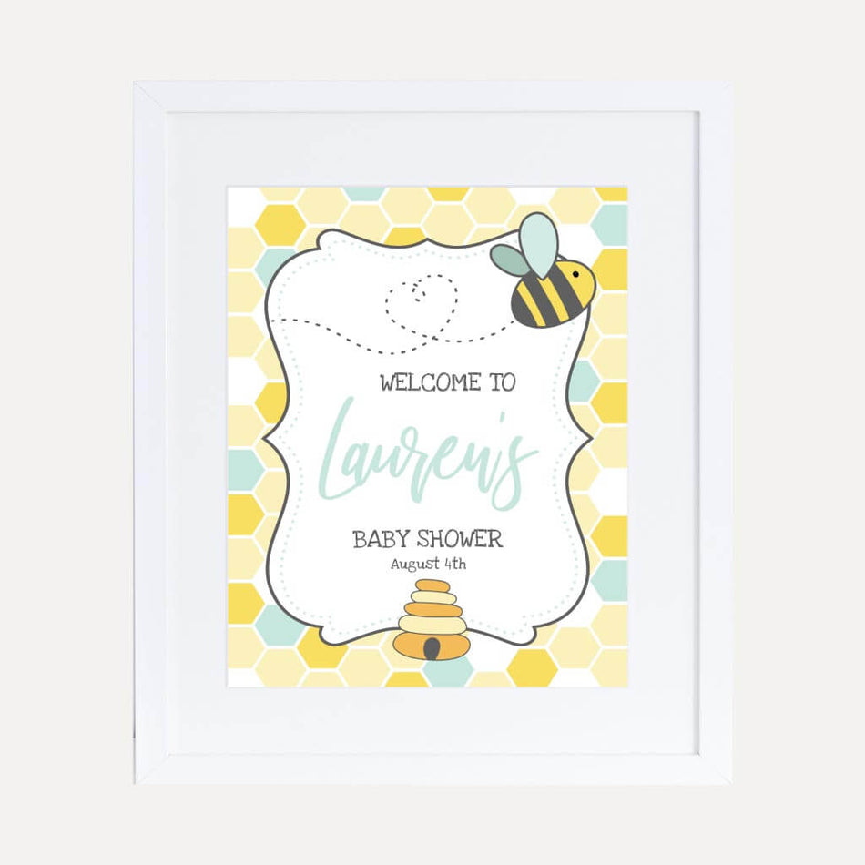 Bee Baby Shower Welcome Sign Printable Template