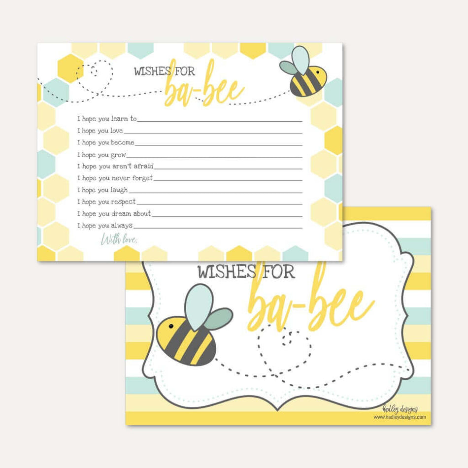 Bee Baby Shower Wishes Card Printable Template