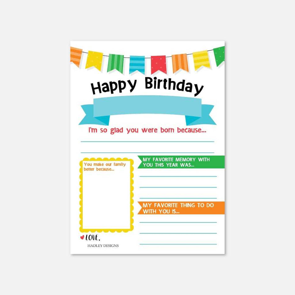 Birthday Sibling Card Printable Template