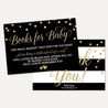 Black and Gold Baby Shower Book Request Card Printable Template