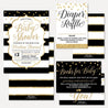 Black and Gold Baby Shower Invitation Suite Printable Template