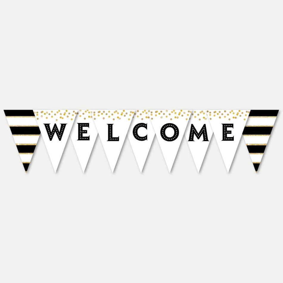 Black and Gold Baby Shower Banner Printable Template
