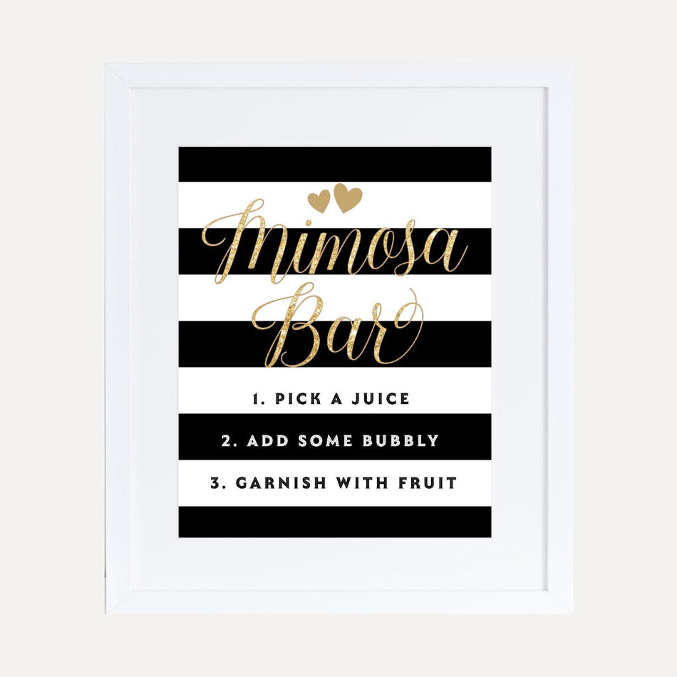 Black and Gold Baby Shower Mimosa Sign Printable Template