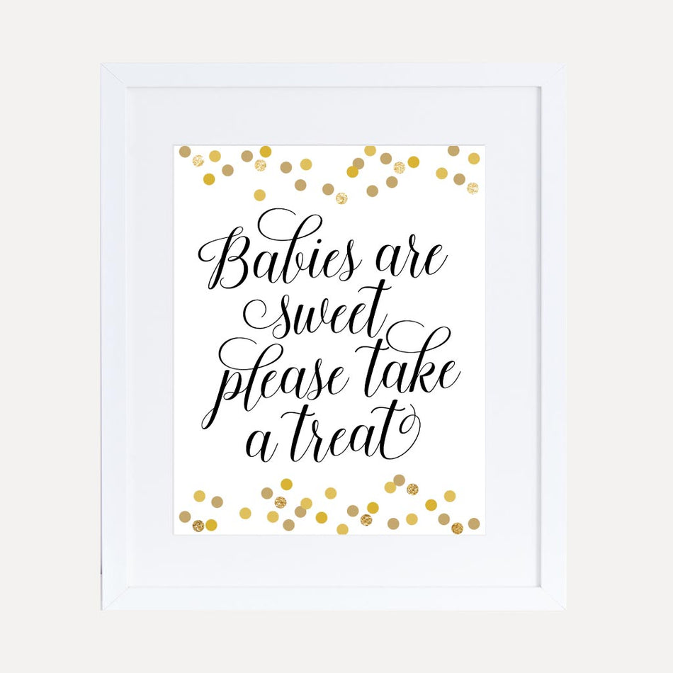 Black and Gold Baby Shower Treats Sign Printable Template
