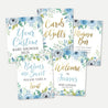 Blue Teal Floral Baby Shower Sign Bundle Printable Template