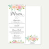 Blush Floral Modern Wedding Menu Printable Template