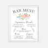 Blush Floral Modern Wedding Bar Drinks Sign Printable Template