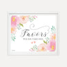 Blush Floral Modern Wedding Favors Sign Printable Template