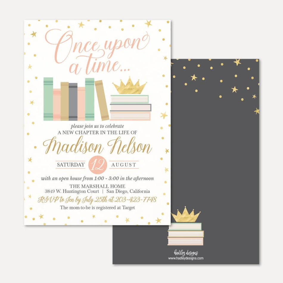 Book Themed Baby Shower Invitation Printable Template