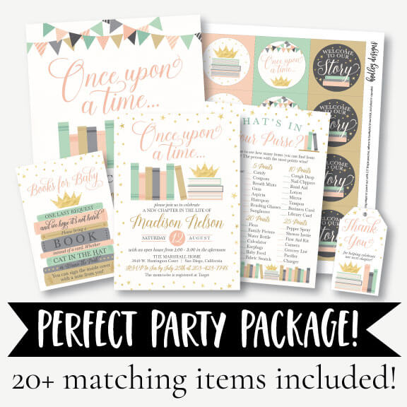 Book Themed Baby Shower Complete Package Set Printable Template
