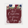 Burgundy Floral and Lace Wedding Custom Sign Printable Template