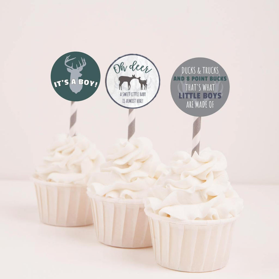 Camo Boy Baby Shower Cupcake Toppers Printable Template