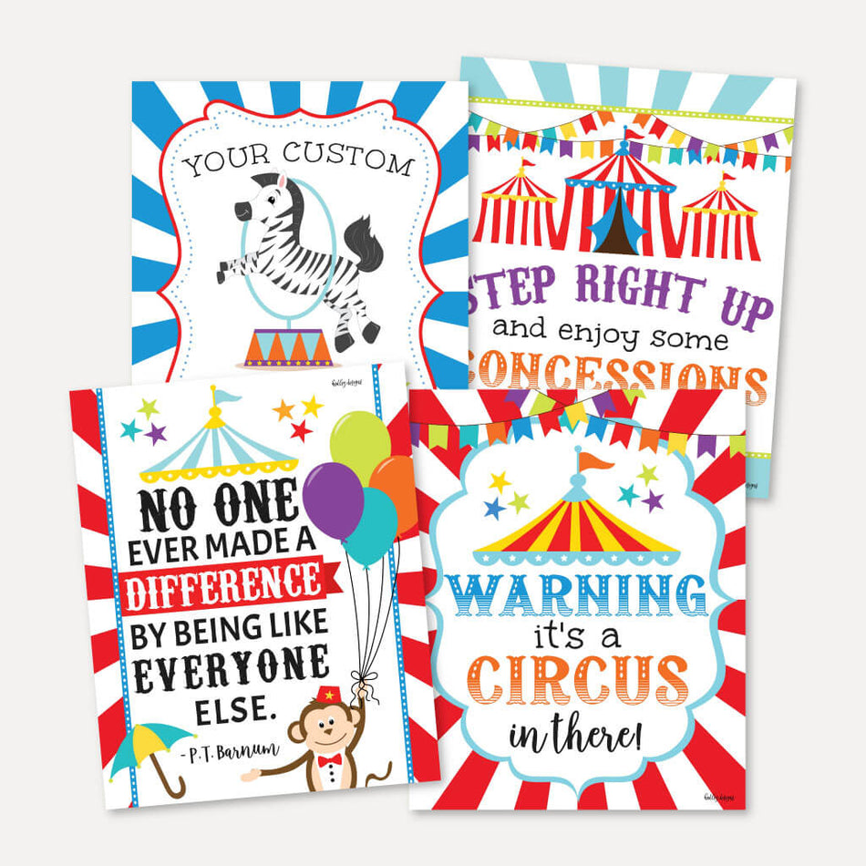 Carnival Kids Party Sign Set Printable Template