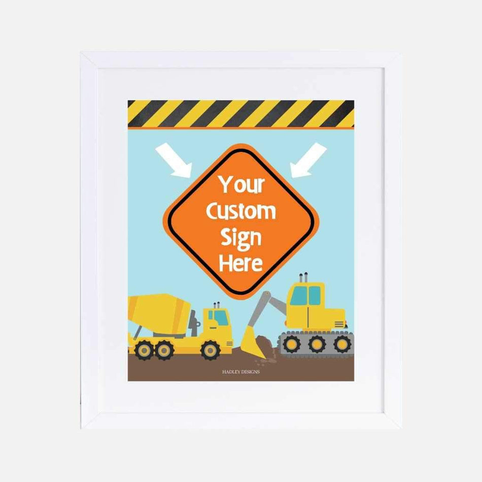 Construction Kids Party Custom Sign Printable Template