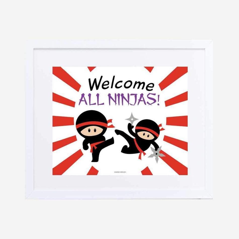 Ninja Kids Party Welcome Sign Printable Template