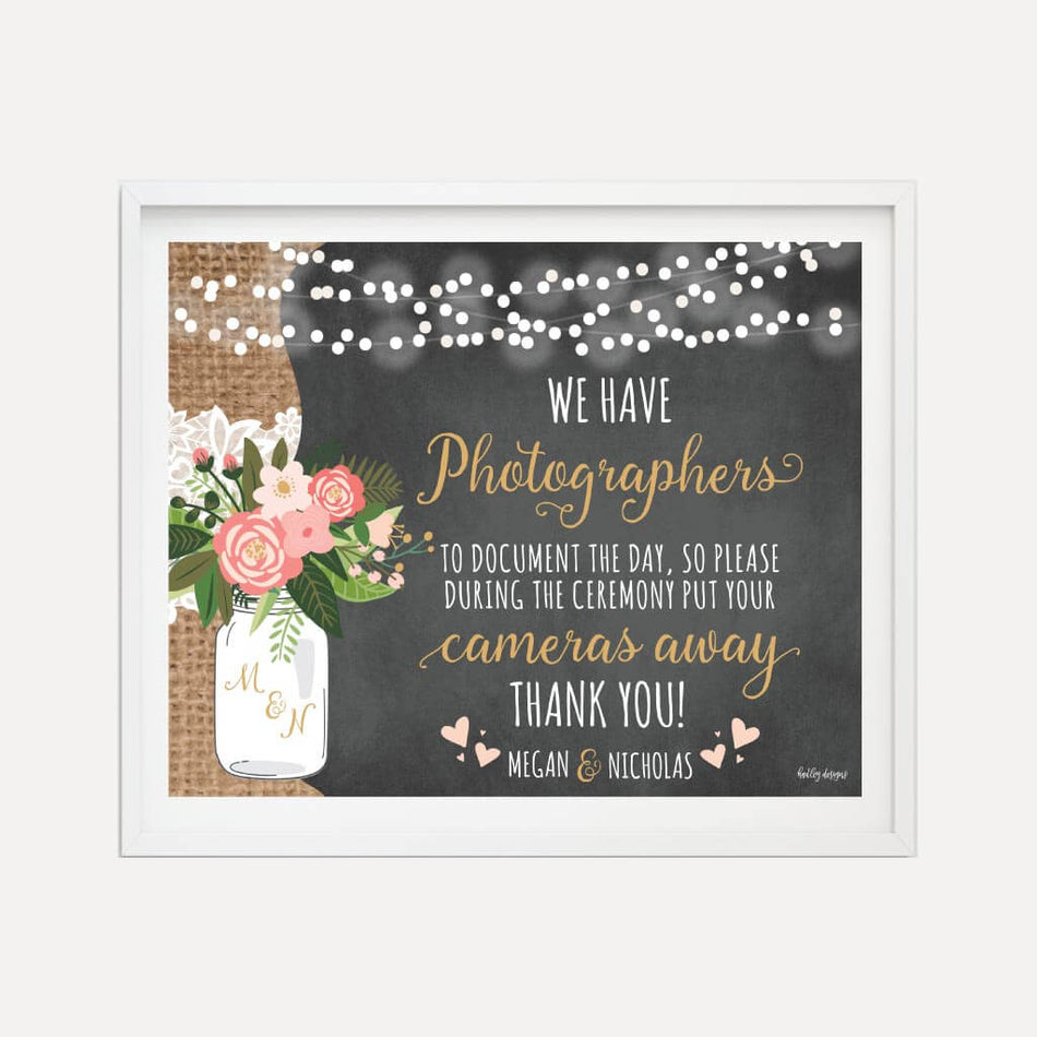 Printable Chalk Burlap and Lace Wedding Unplugged Ceremony Sign ...