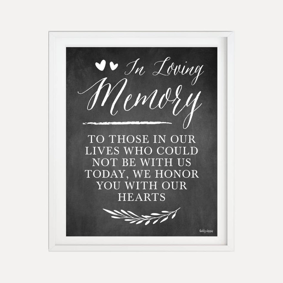 Chalk Simple Greenery Wedding Loving Memory Printable Template