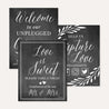 Chalk Simple Greenery Wedding Sign Set Printable Template