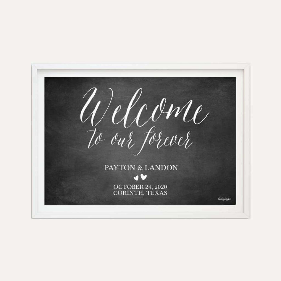 Chalk Simple Greenery Wedding Welcome Sign Printable Template