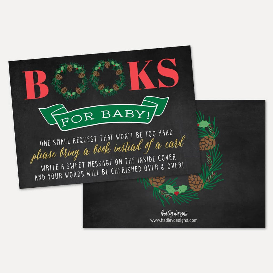 Christmas Baby Shower Book Request Card Printable Template