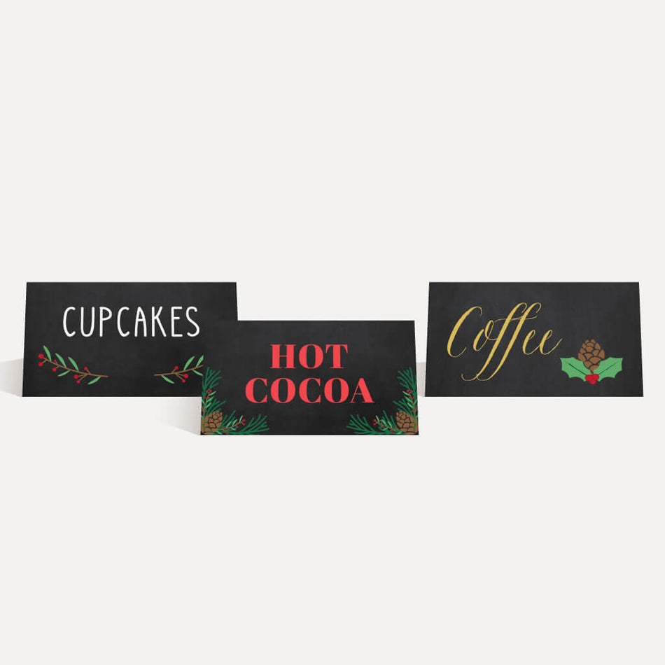 Christmas Baby Shower Food Tent Cards Printable Template