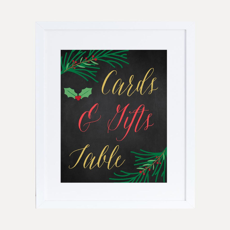 Christmas Baby Shower Cards and Gifts Sign Printable Template