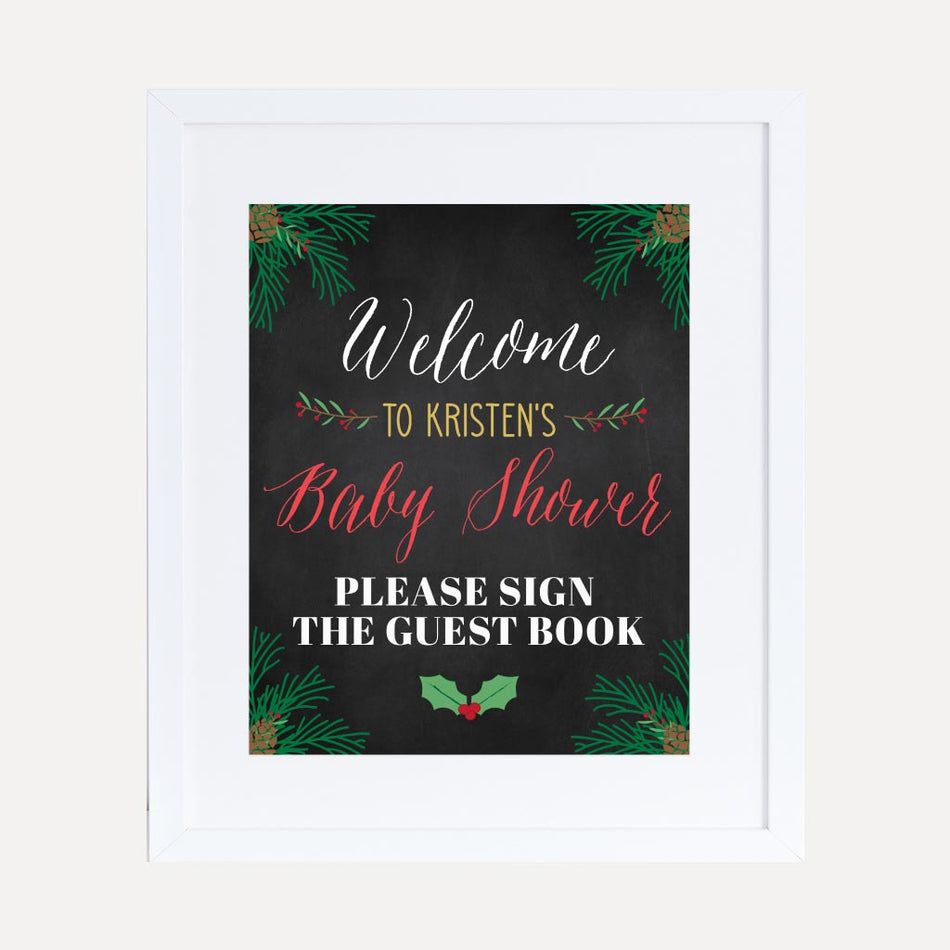 Christmas Baby Shower Guest Book Sign Printable Template