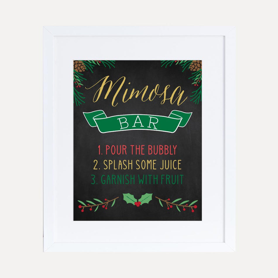 Christmas Baby Shower Mimosa Sign Printable Template