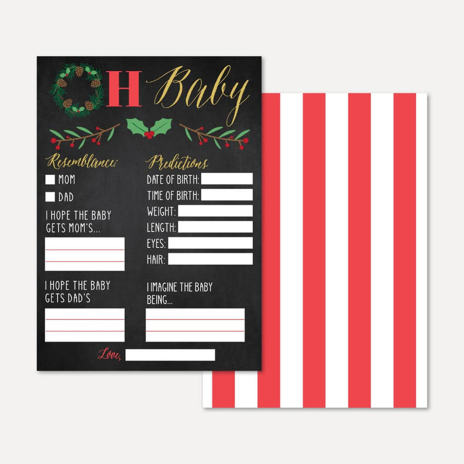 Christmas Baby Shower Predictions Printable Template