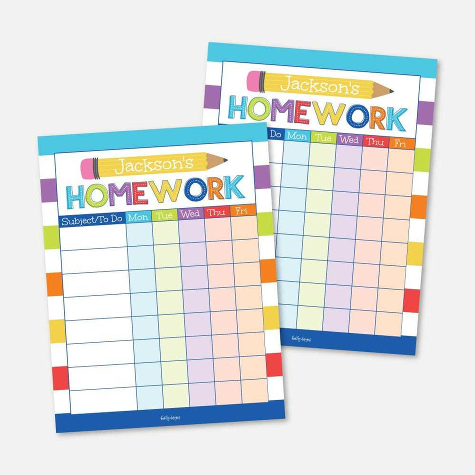 Colored Stripes Homework Chart Printable Template