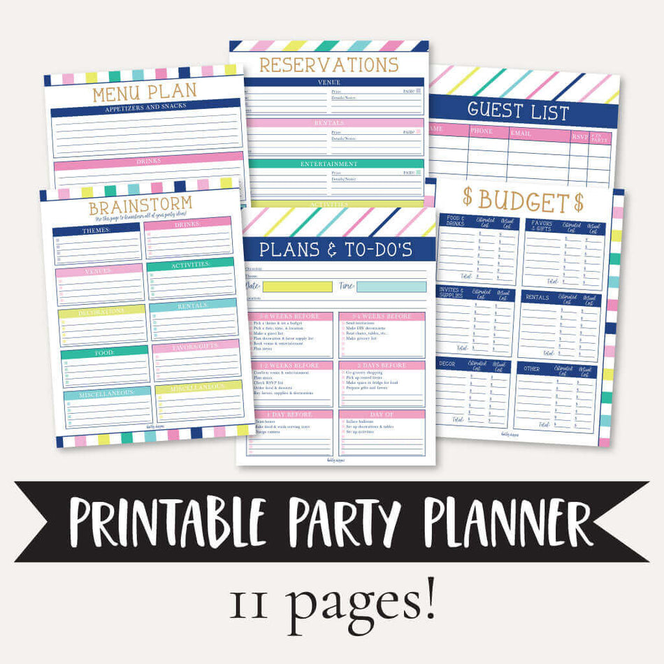 Colorful Stripes Party Planning Checklist Planner