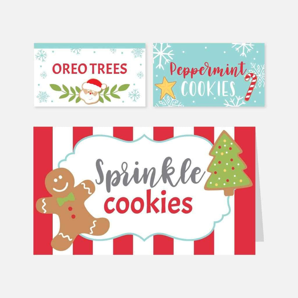 Christmas Cookie Exchange Food Tent Cards Printable Template