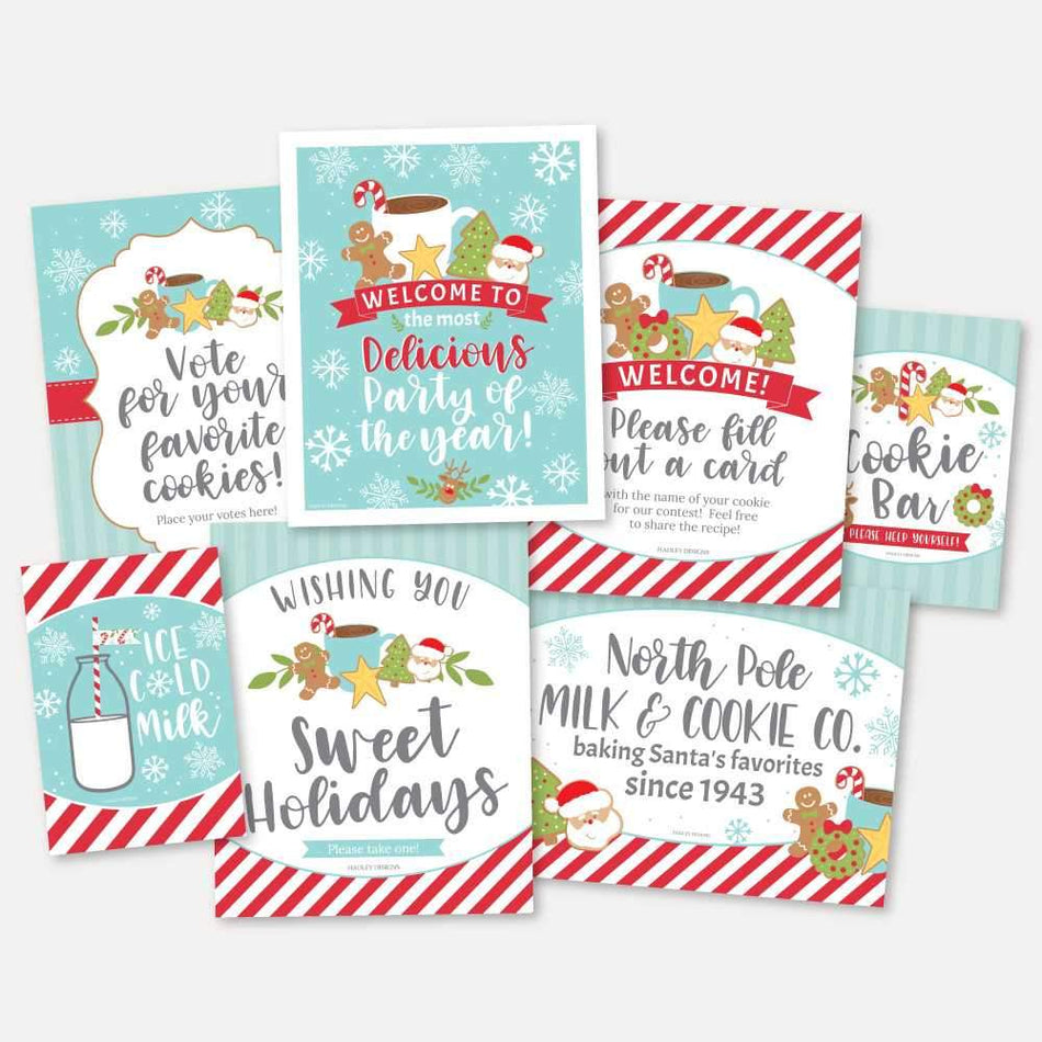 Christmas Cookie Exchange Signs Set Printable Templates
