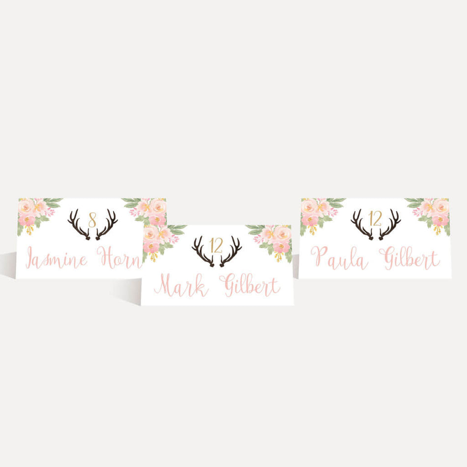 Printable Deer Antler Wedding Place - Deer Antler Wedding Place Cards 01 950x
