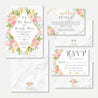 Diamond Marble Blush Floral Wedding Invitation Suite Printable Template