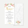Diamond Marble Blush Floral Wedding Menu Printable Template