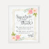 Diamond Marble Blush Floral Wedding Bar Drinks Sign Printable Template