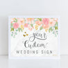 Diamond Marble Blush Floral Wedding Custom Sign Printable Template