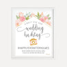 Diamond Marble Blush Floral Wedding Hashtag Sign Printable Template