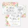 Diamond Marble Blush Floral Wedding Sign Set Printable Template