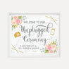 Diamond Marble Blush Floral Wedding Unplugged Ceremony Sign Printable Template