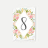 Diamond Marble Blush Floral Wedding Table Numbers Printable Template
