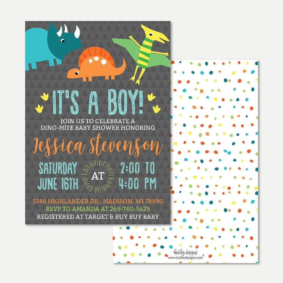 Dino Baby Shower Invitation Printable Template
