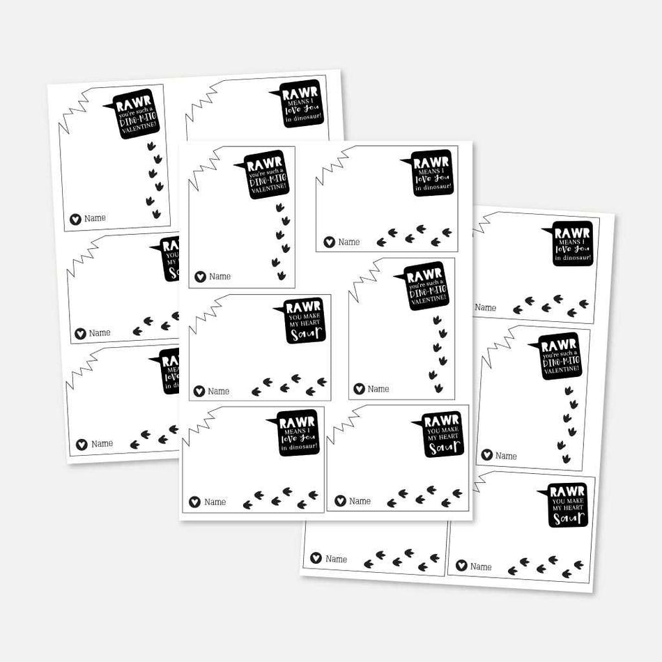 Kid's Dinosaur Valentines Printable Template