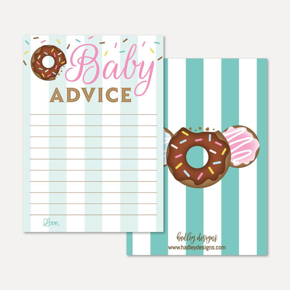 Donut Diner Baby Shower Advice Card Printable Template