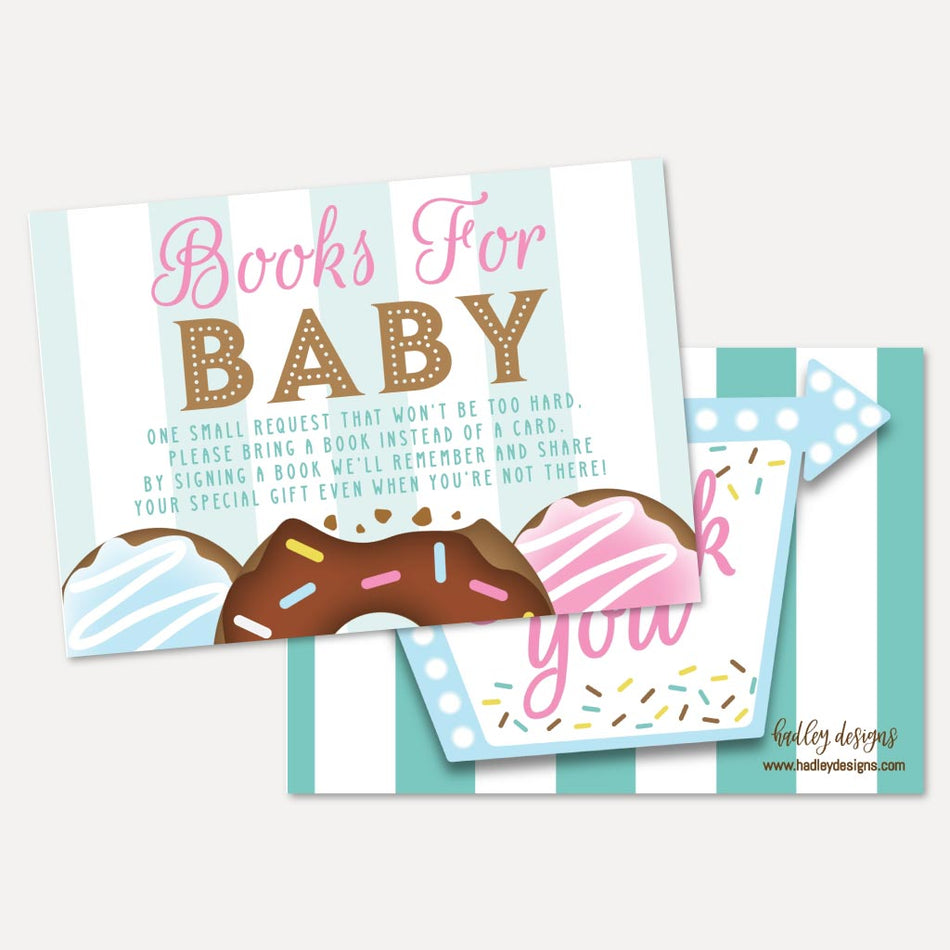 Donut Diner Baby Shower Book Request Card Printable Template
