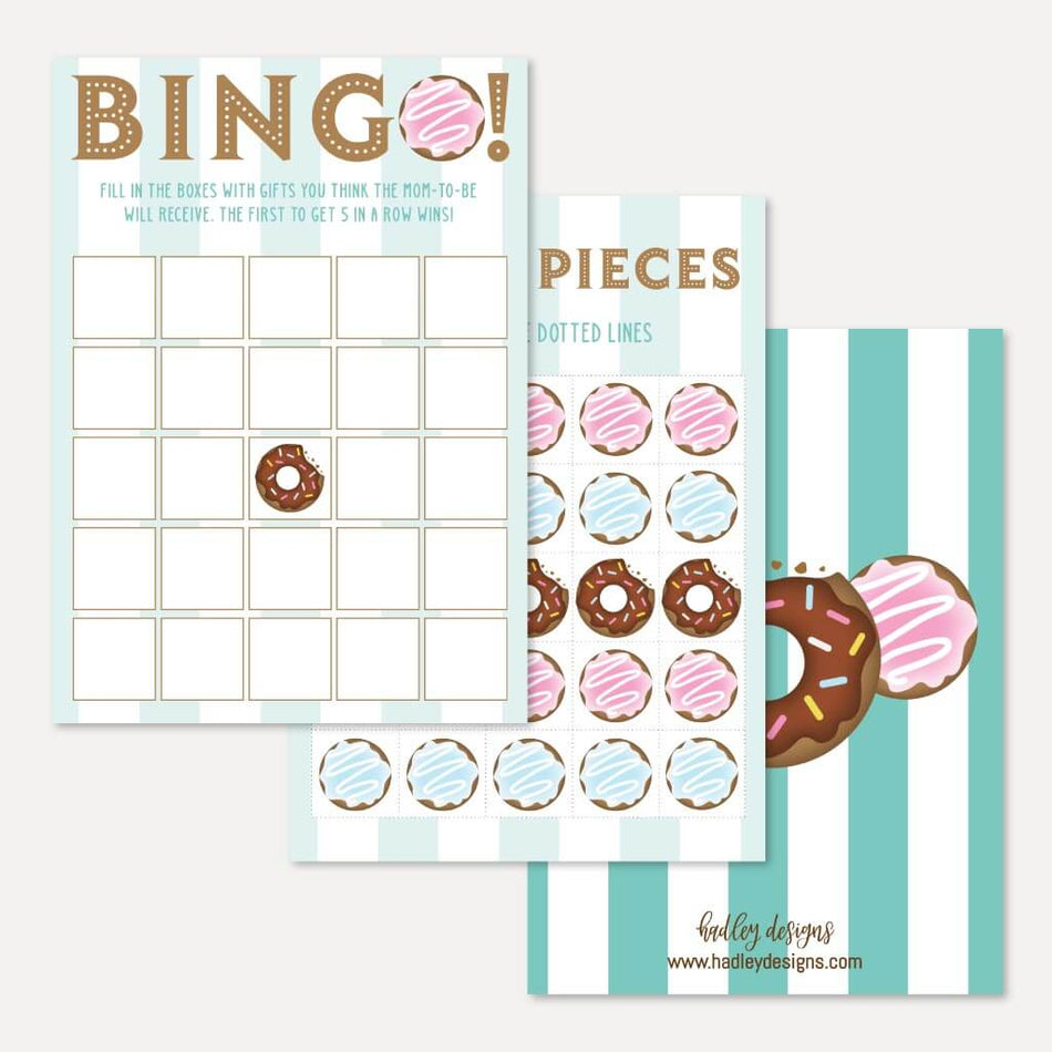 Donut Diner Baby Shower Bingo Game Printable Template