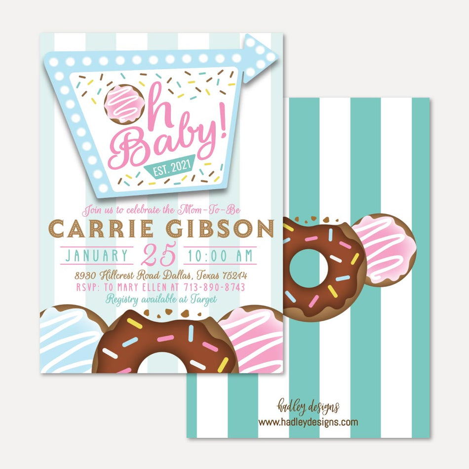 Donut Diner Baby Shower Invitation Printable Template
